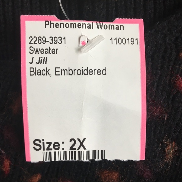 J. Jill Cotton Wool Floral Embroidered Cardigan Sweater Button Front Black Sz 2X - Picture 13 of 17